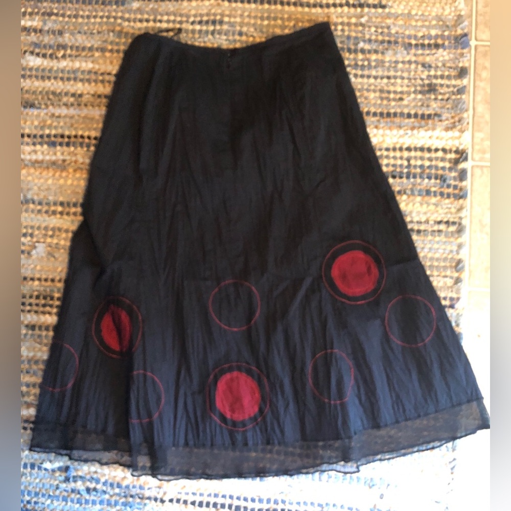 Elegant Black Skirt with Red Accents by Sas